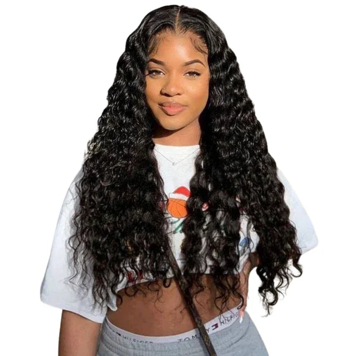 Cacaolux 150 Density 13x4 Lace Frontal Wig Deep Wave Brazilian Remy Human Hair Wigs