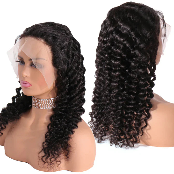 Cacaolux 150 Density 13x4 Lace Frontal Wig Deep Wave Brazilian Remy Human Hair Wigs