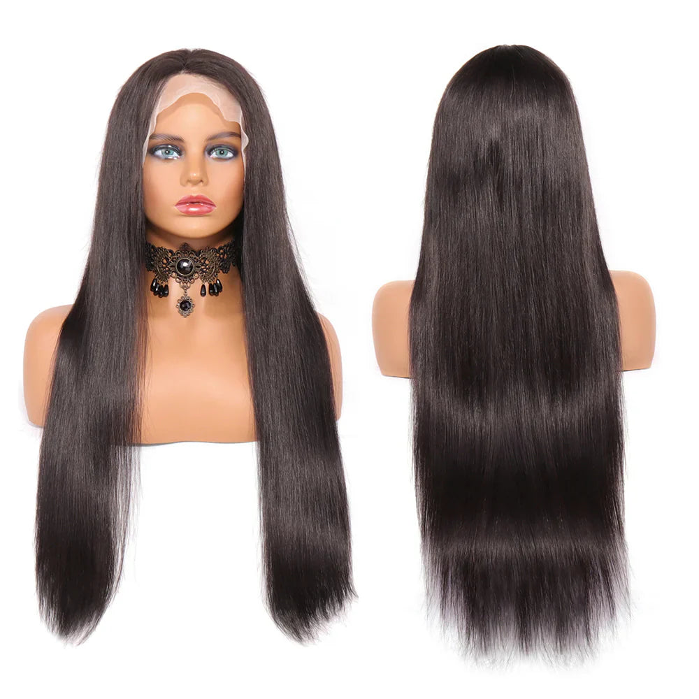 Cacaolux Hair Transparent Lace Front Wigs Human Hair 180% Density Pre Plucked with Baby Hair Peruvian Straight 13x4 Lace Frontal Wig Natural Color