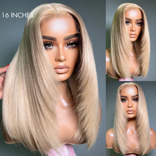 Limited Design | Blonde 613 Layered Cut Glueless 5x5 Closure Undetectable HD Lace Wig 100% Virgin Human Hair