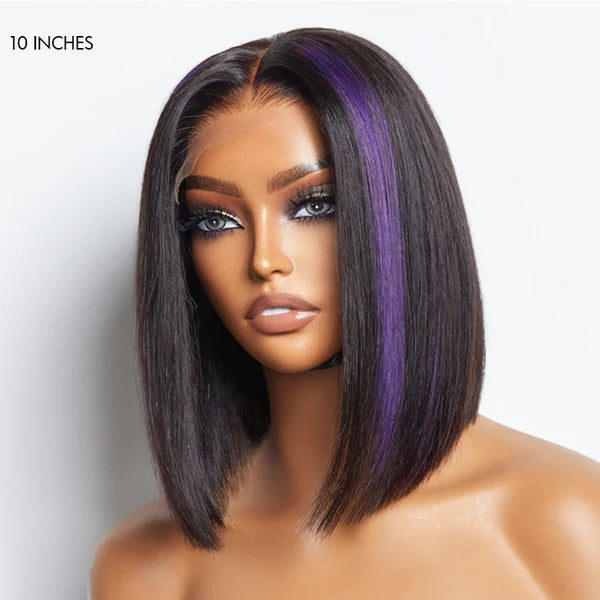 Limited Design | Purple Highlights Glueless 5x5 Closure HD Lace Bob Wig