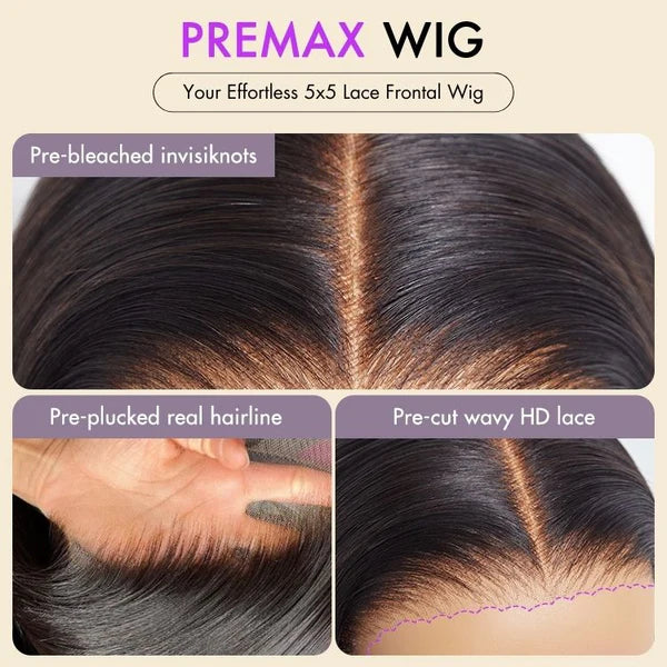 PreMax Wigs | Super Natural Hairline Blonde Mix Black Loose Wave Glueless 5x5 Closure HD Lace Wig | Large & Small Cap Size