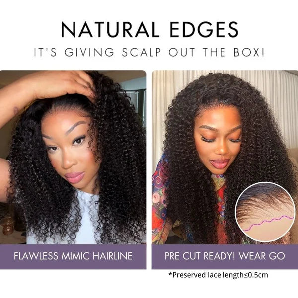 Go Natural Ease | Kinky Curly Full Hair Glueless 5x5 Closure Lace Long Curly Wig Ready to Go