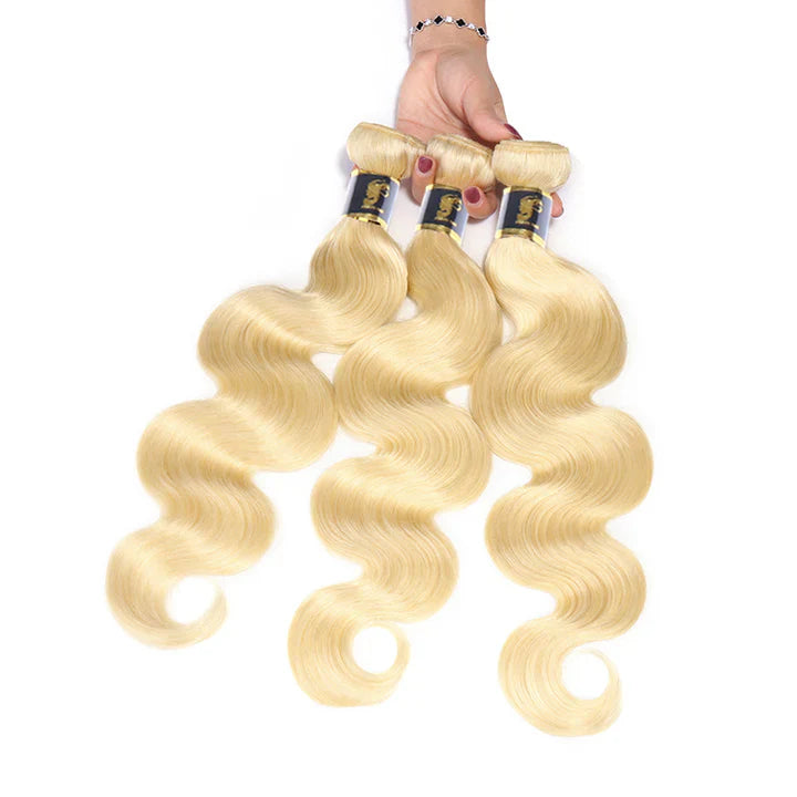 Brazilian Body Wave Blonde Hair Weaves 613 Color 3 Bundles best 100% Human Hair