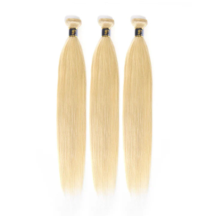 613 Bundles 100% Brazilian Straight Blonde Human Hair Bundles 10A Virgin Blonde Hair Weave