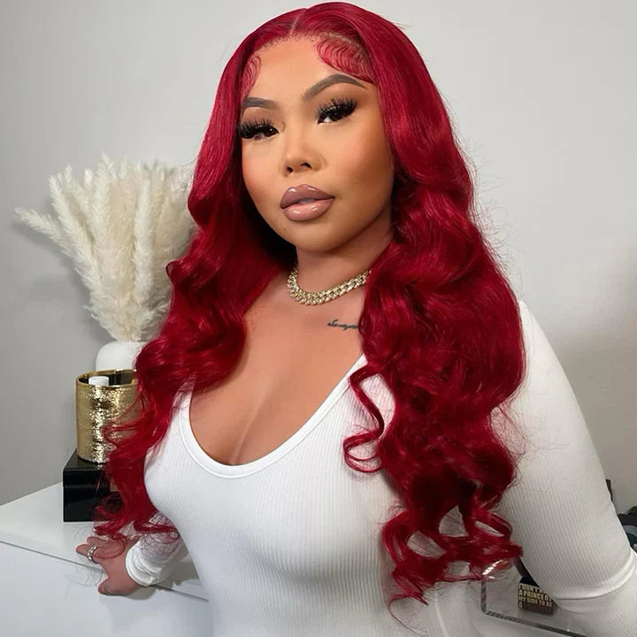 Red Color Human Hair 13x4 Frontal Lace Wig