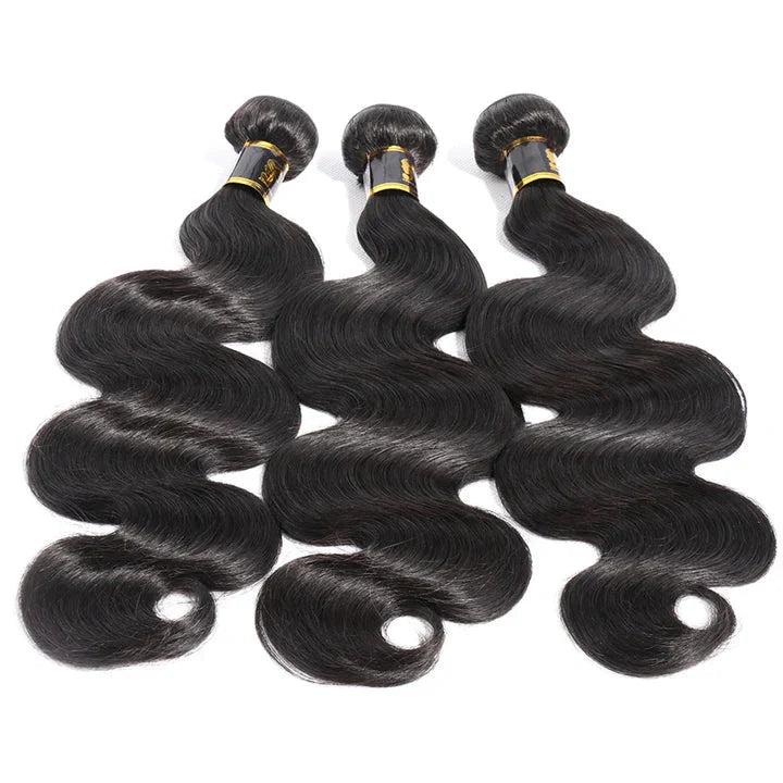 Cacaolux Human Hair Bundles With Closure 3 Bundles Body Wave Brazilian Hair With Swiss Lace Closure