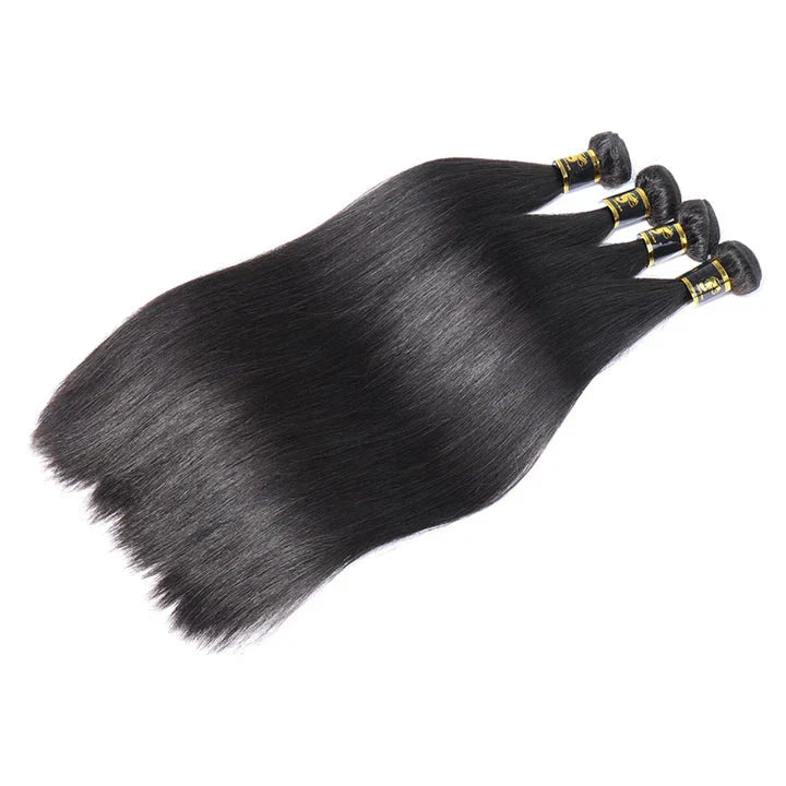 Cacaolux Straight Hair 3 Bundles With Closure Virgin Human Hair 4*4 Swiss Lace Brazilian Hair