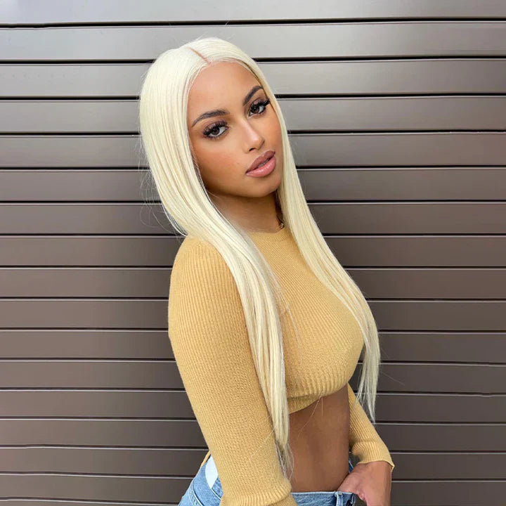 613 Blonde Color Silky Straight Human Hair Wig 13x4 Lace Front Wig