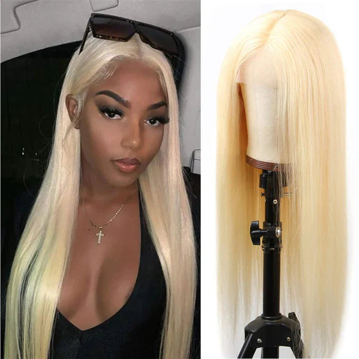 613 Honey Blonde Lace Front Wigs 13x4 Frontal Lace Wig 200% Density Straight Human Hair Wigs Pre Plucked For Woman