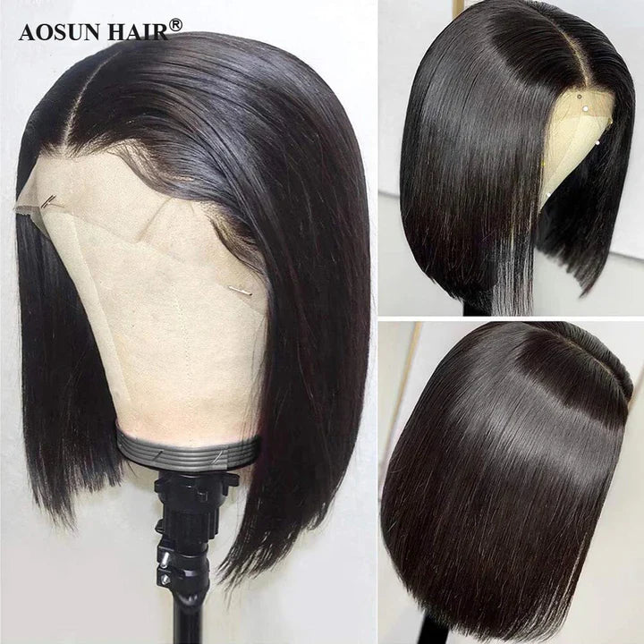 Cacaolux 13x6 Front Lace Straight Bob Wig Full Thick Brazilian Virgin Hair wig