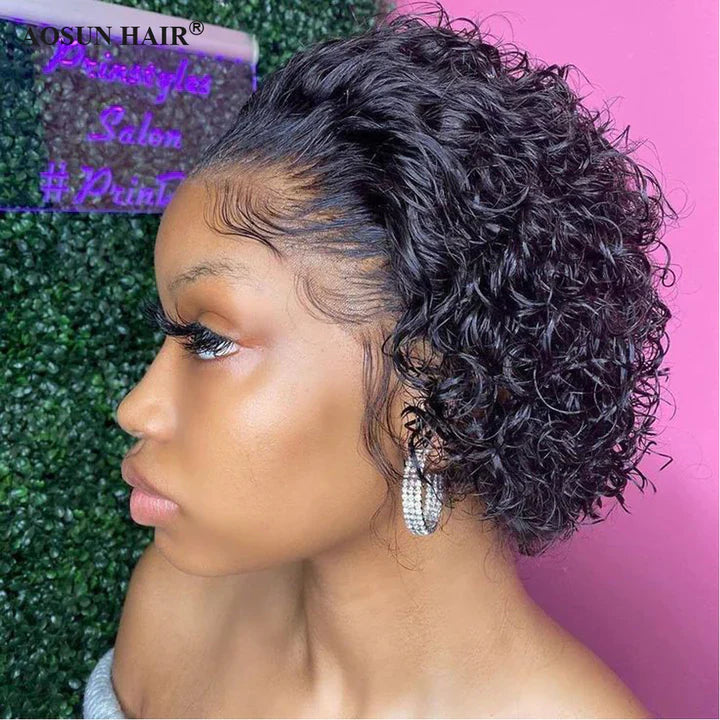 Cacaolux Curly Pixie Cut Wig For Black Women Human Hair Wigs Bob 13x4 Lace Wigs